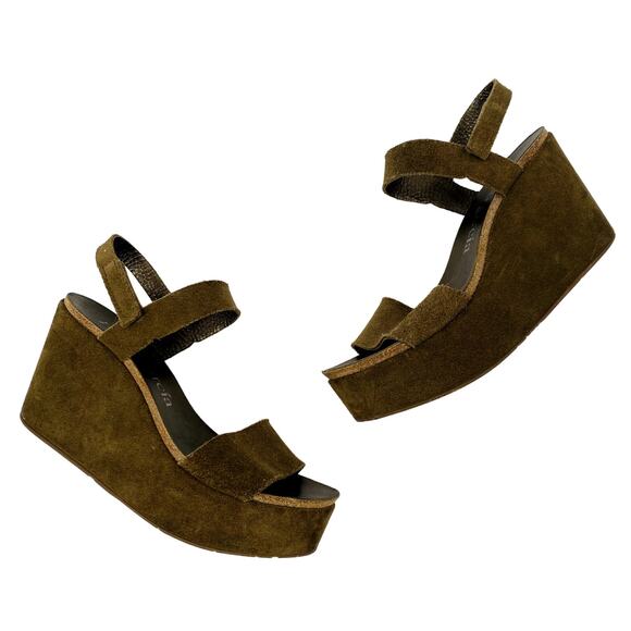 Pedro garcia Suede Platform Wedge Sandals - Picture 1 of 7